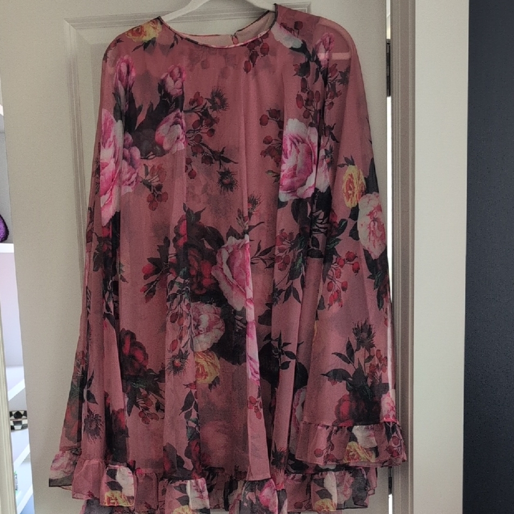 Mac Duggal Pink Floral Mini Dress